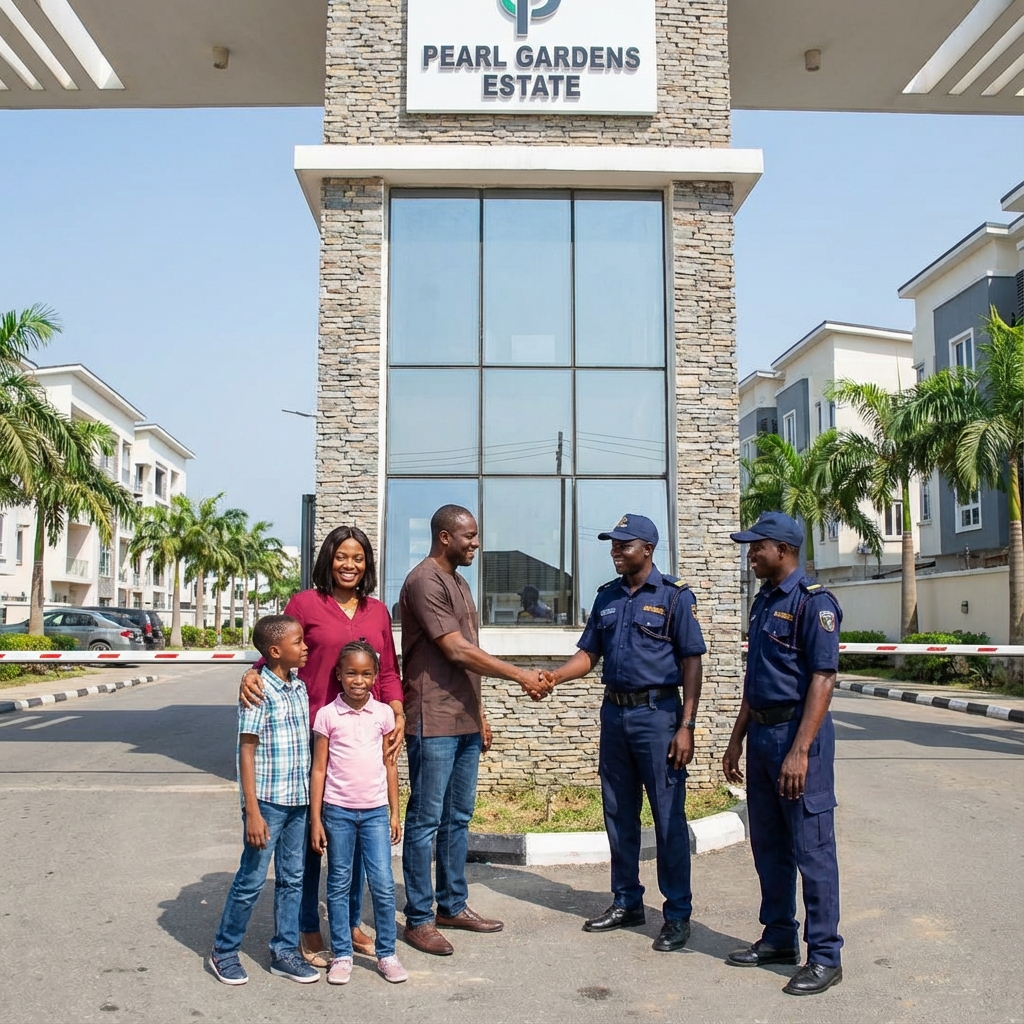 Nigerian family welcomed at estate gate